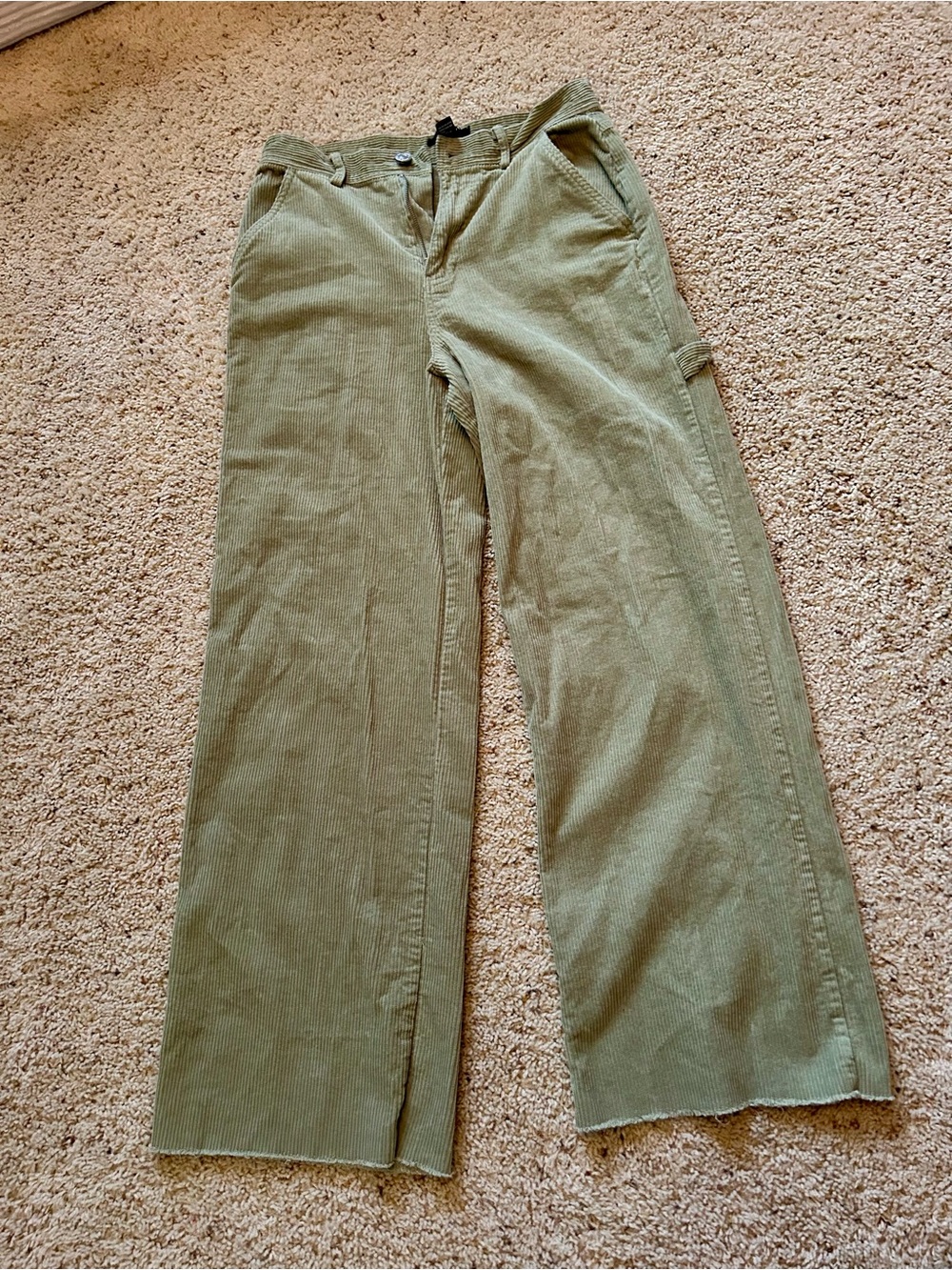 Forever 21 Olive Green Corduroy Wide-Leg Pants